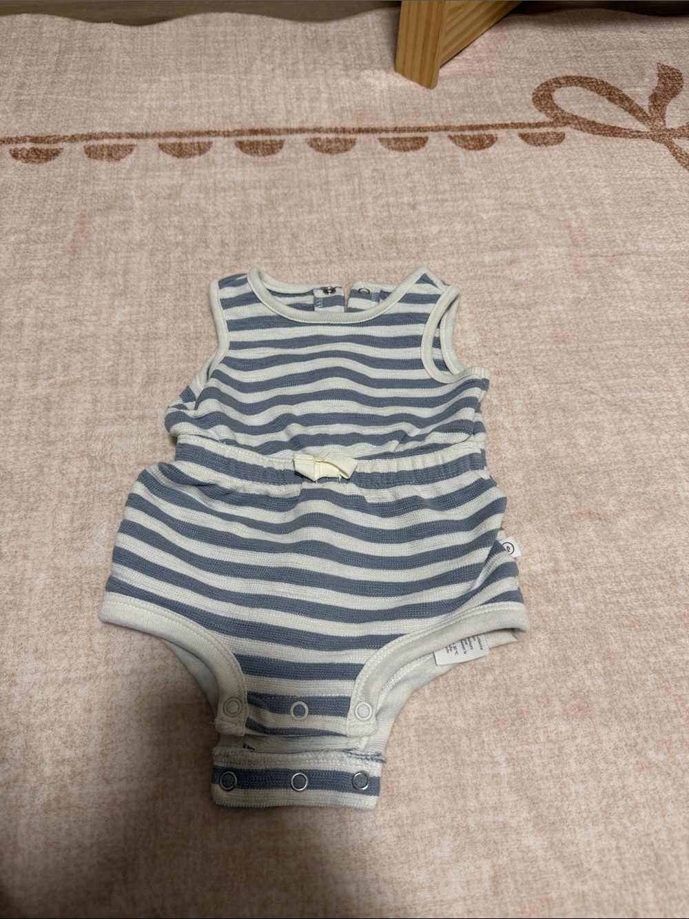 Striped Blue & White Carter’s Baby Romper with Snap Closure